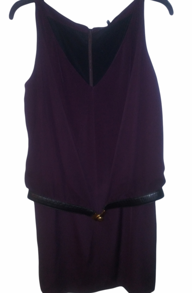 Gucci eggplant silk dress with attached belt 40 8